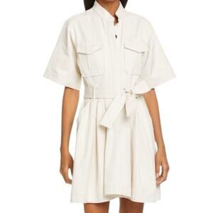 A.L.C. Bryn Cotton-Linen Shirt Dress Ecru Size 8